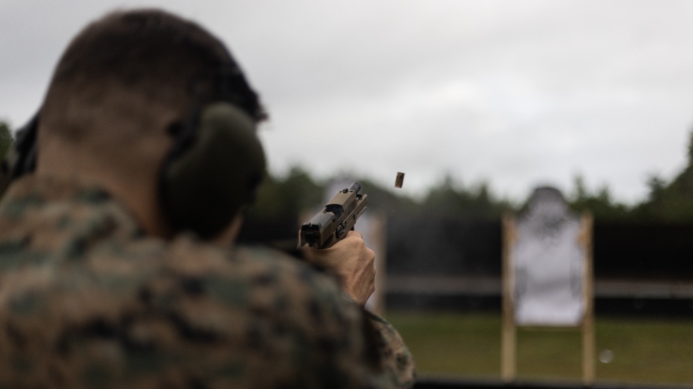 Marines with the 24th MEU Conduct Pistol Qualification