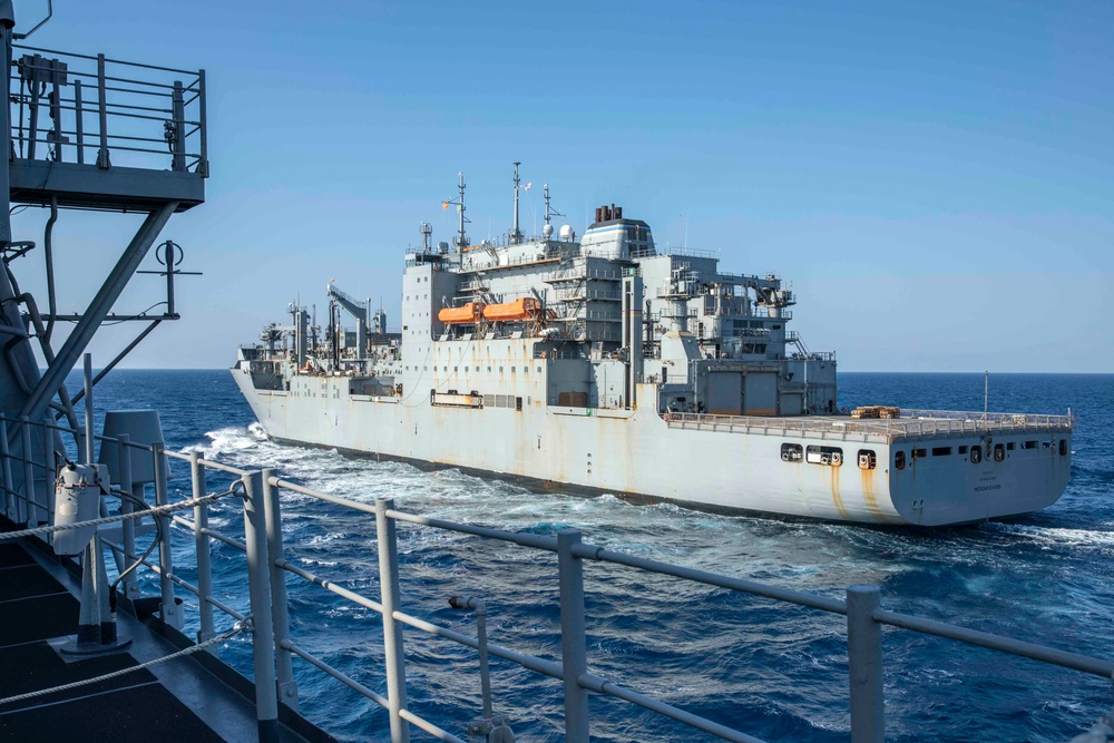 USS Normandy Conducts a Replenishment-at-Sea