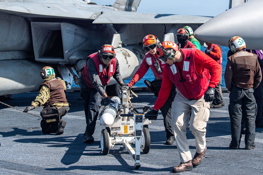 USS Ronald Reagan (CVN 76) Sailors conduct flight operations