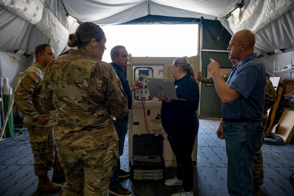 U.S. Army Materiel Command and 44th Medical Brigade get hands-on training with the Expeditionary Deployable Oxygen Concentration System (EDOCS) at USAMMDA