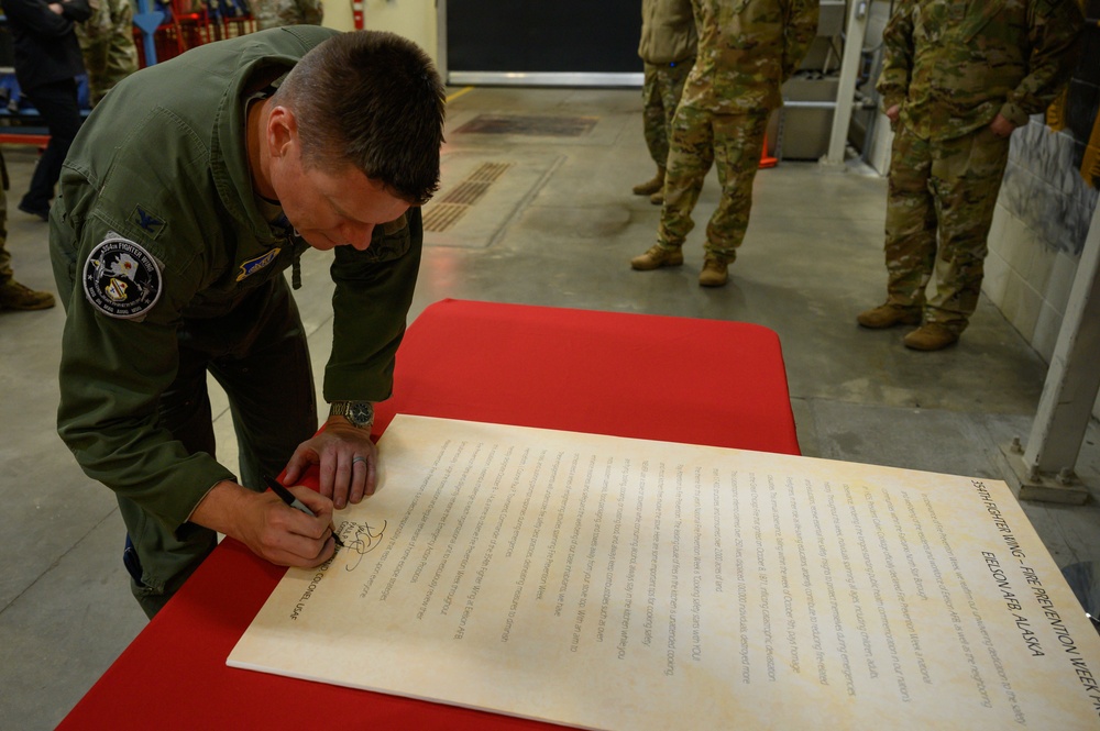 354th Fighter Wing commander signs Fire Prevention Proclamation