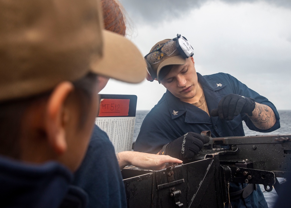 Sailors aboard USS John Finn (DDG 113) Conduct Crew-Serve Weapons Requalificaton, Oct. 8