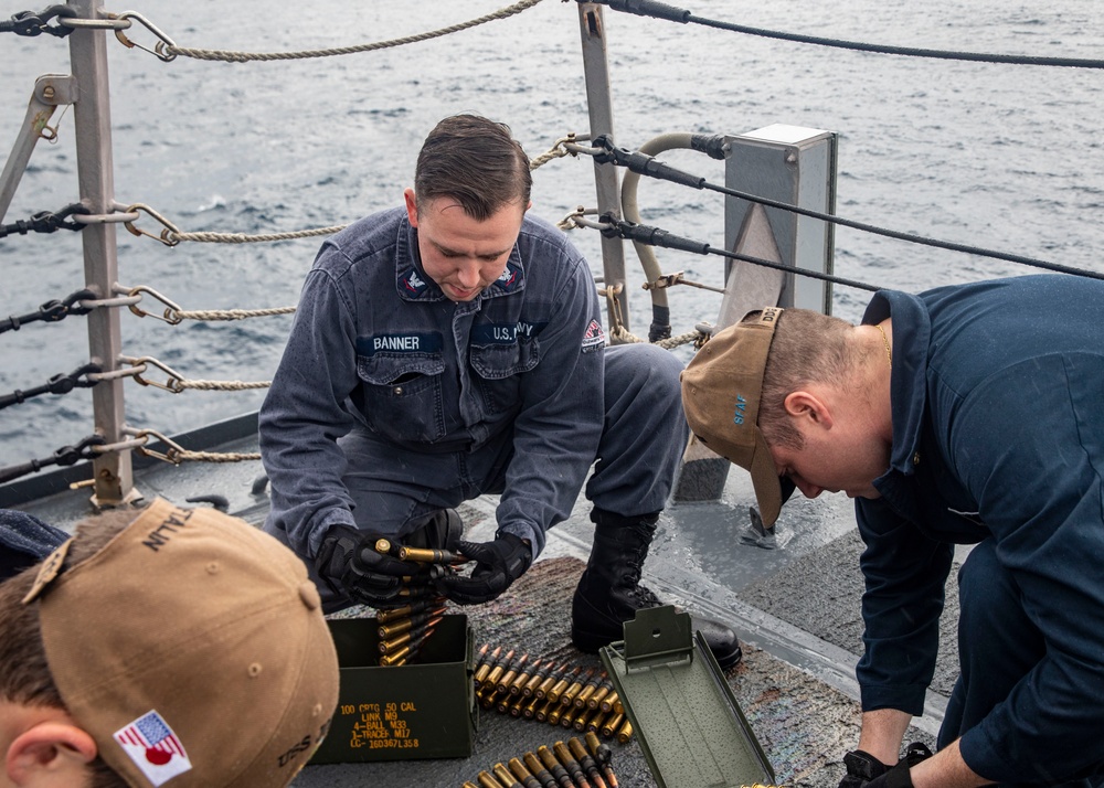 Sailors aboard USS John Finn (DDG 113) Conduct Crew-Serve Weapons Requalificaton, Oct. 8