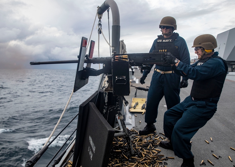 Sailors aboard USS John Finn (DDG 113) Conduct Crew-Serve Weapons Requalificaton, Oct. 8