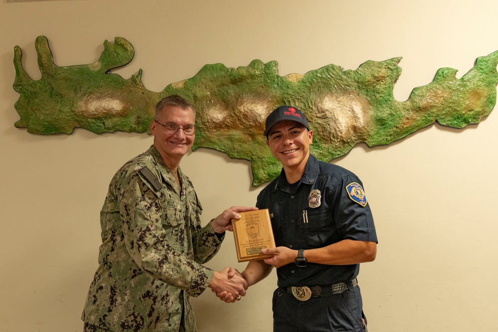 Fire Captain Jonathan Torrez receives JCOQ at NSA Souda Bay