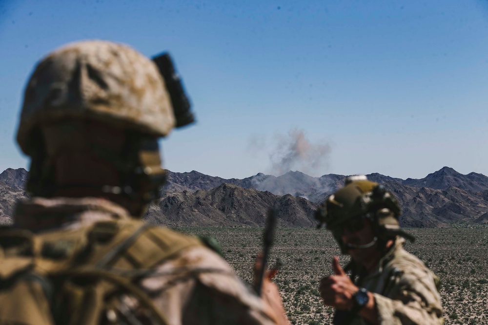 U.S. Marines conduct live-fire close air support training