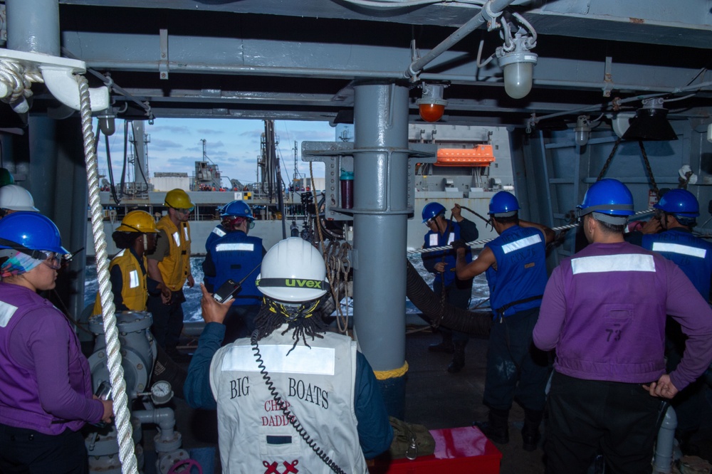 USS Ronald Reagan (CVN 76) conducts fueling-at-sea with USNS Rappahannock (T-AO 204)