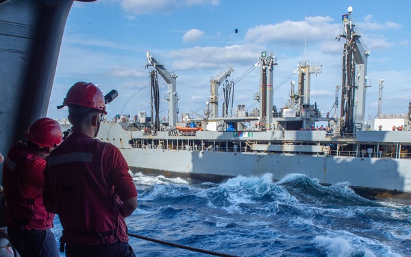 USS Ronald Reagan (CVN 76) conducts fueling-at-sea with USNS Rappahannock (T-AO 204)