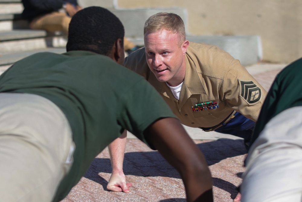 Navy/Marine Week Philadelphia: Marines visit with Philadelphia Military Academy Students