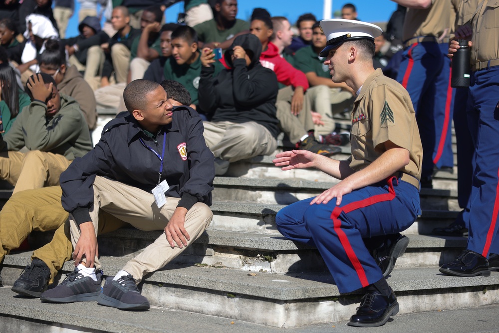 Navy/Marine Week Philadelphia: Marines visit with Philadelphia Military Academy Students