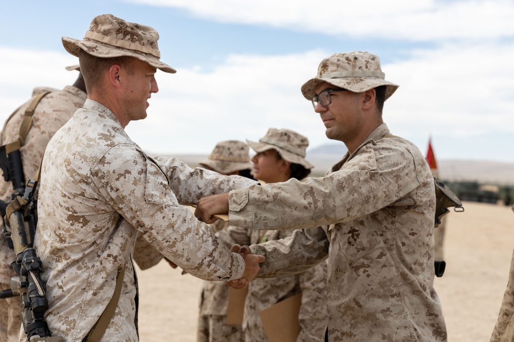 Marines with 1ST LAR receive achievement awards for their exceptional work during a concurrent exercise