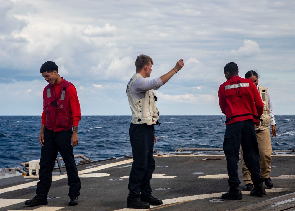 Sailors Conduct Flight Operations Aboard USS John Finn (DDG 113), Oct. 2