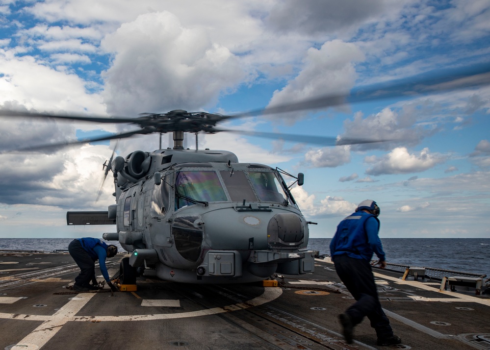 Sailors Conduct Flight Operations Aboard USS John Finn (DDG 113), Oct. 2