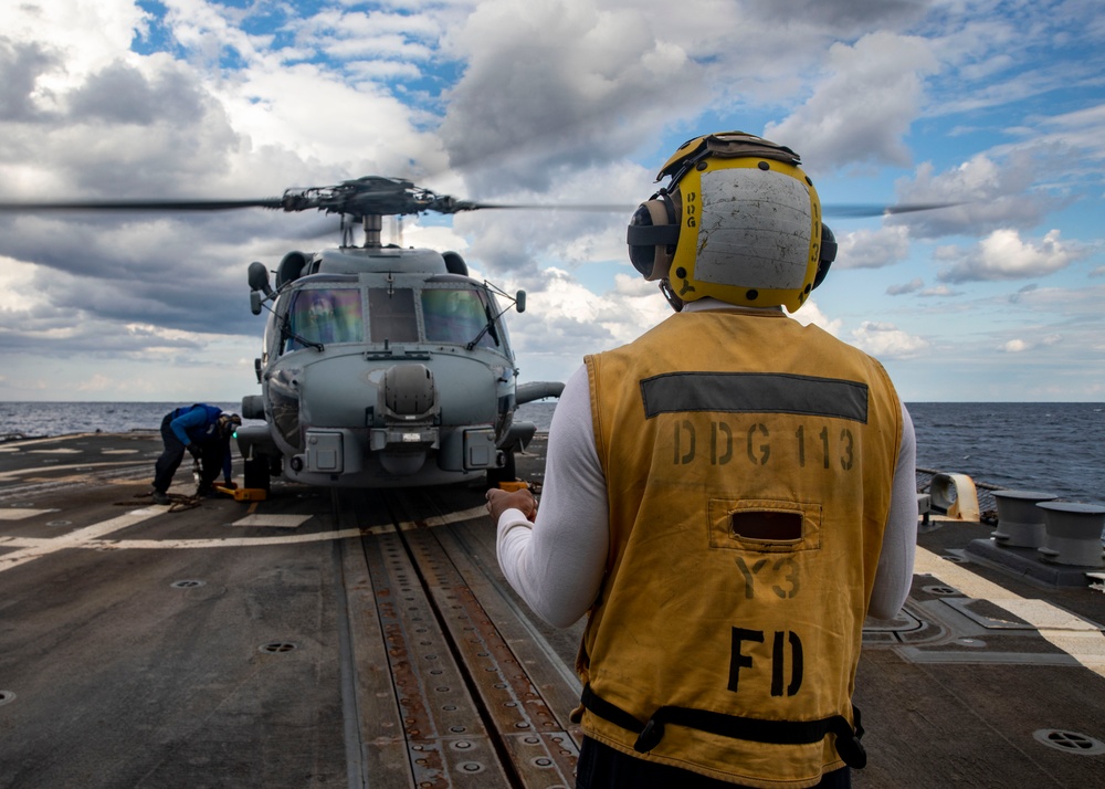 Sailors Conduct Flight Operations Aboard USS John Finn (DDG 113), Oct. 2