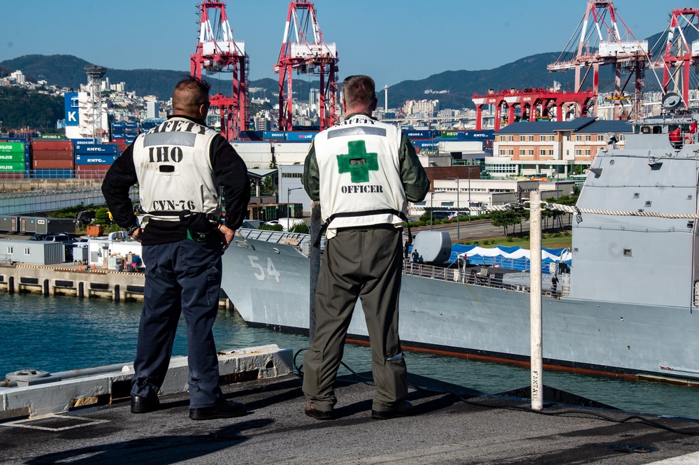 USS Ronald Reagan (CVN 76) arrives in Busan, Republic of Korea for scheduled port visit