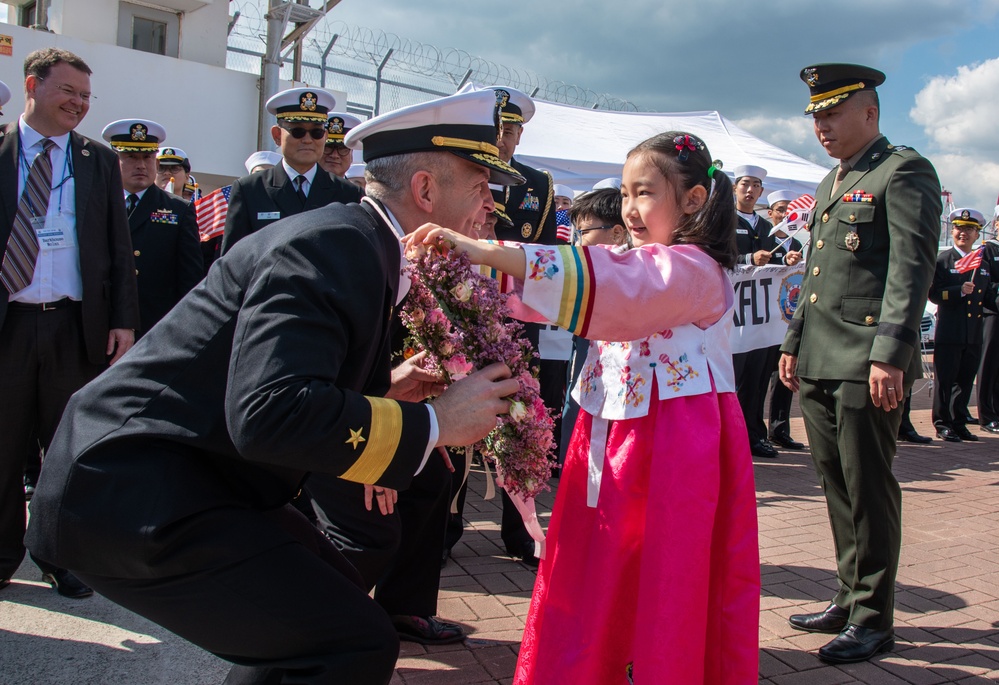 USS Ronald Reagan (CVN 76) arrives in Busan, Republic of Korea for scheduled port visit