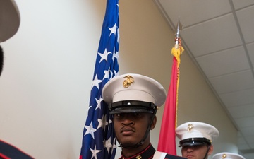 Leading from the front and upholding traditions, MCB Camp Pendleton color sergeant proudly carries the American Flag