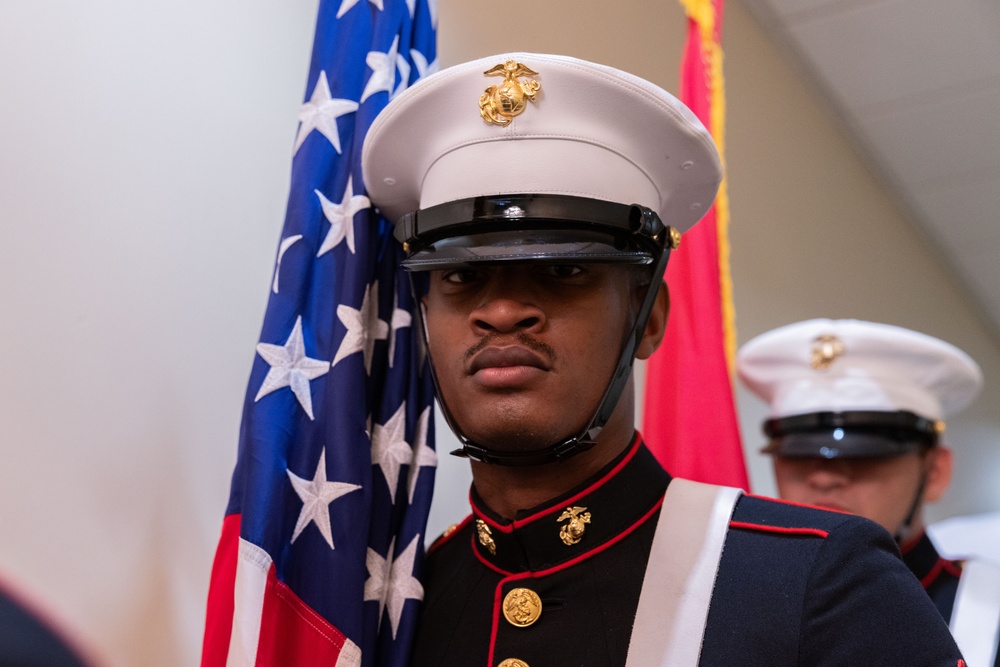 Leading from the front and upholding traditions, MCB Camp Pendleton color sergeant proudly carries the American Flag