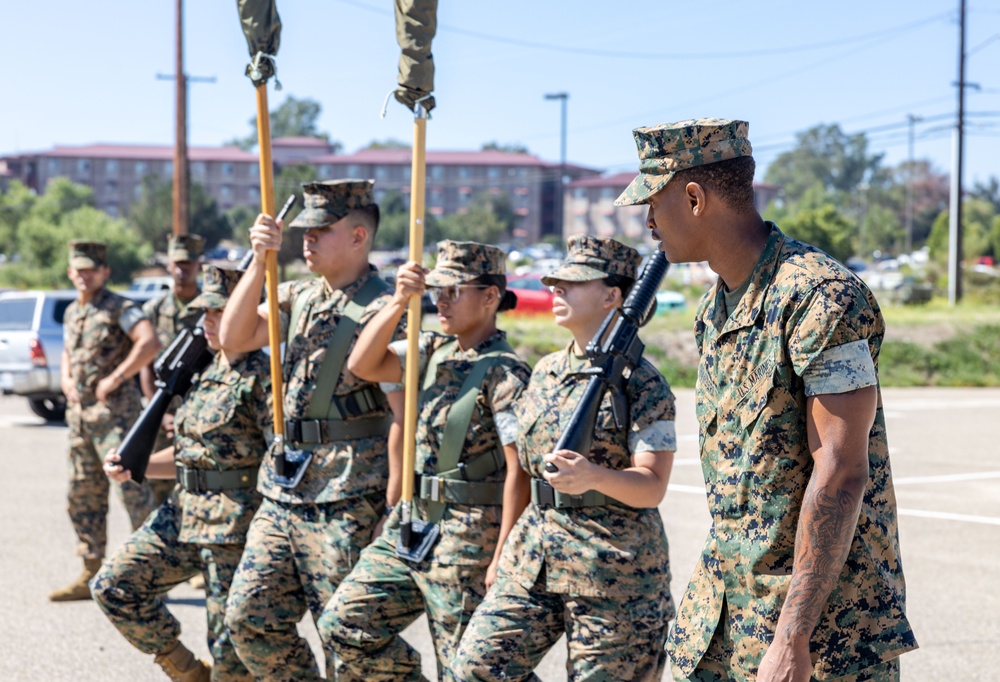 Leading from the front and upholding traditions, MCB Camp Pendleton color sergeant proudly carries the American Flag