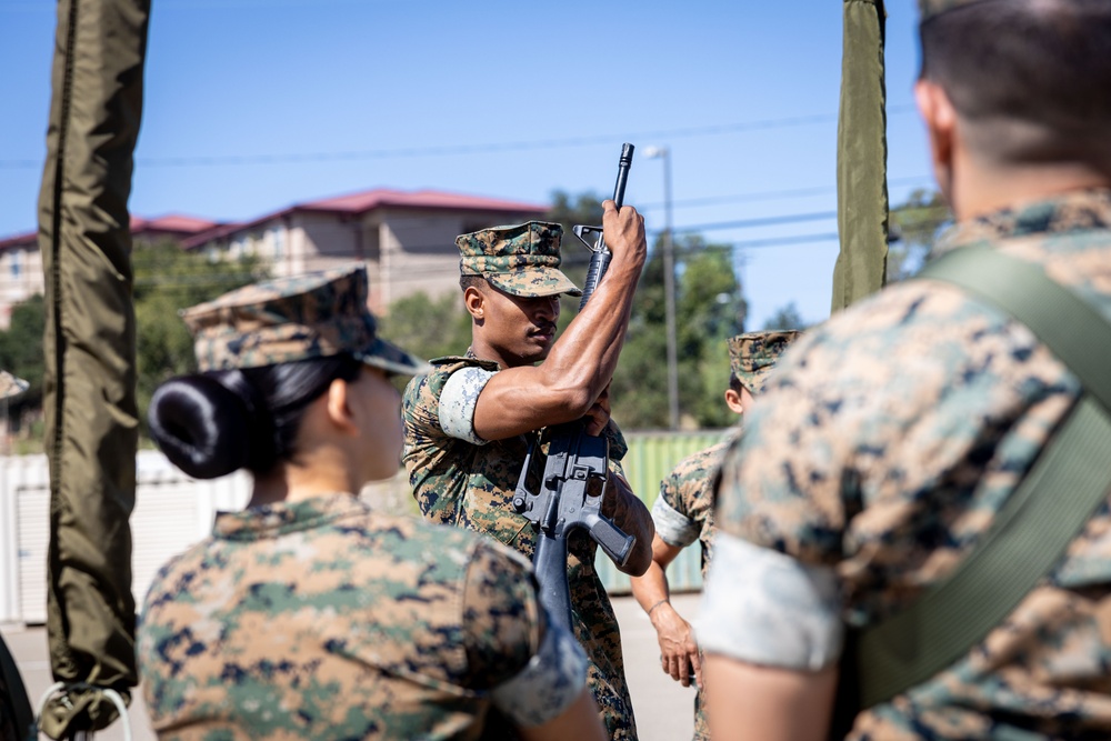 Leading from the front and upholding traditions, MCB Camp Pendleton color sergeant proudly carries the American Flag