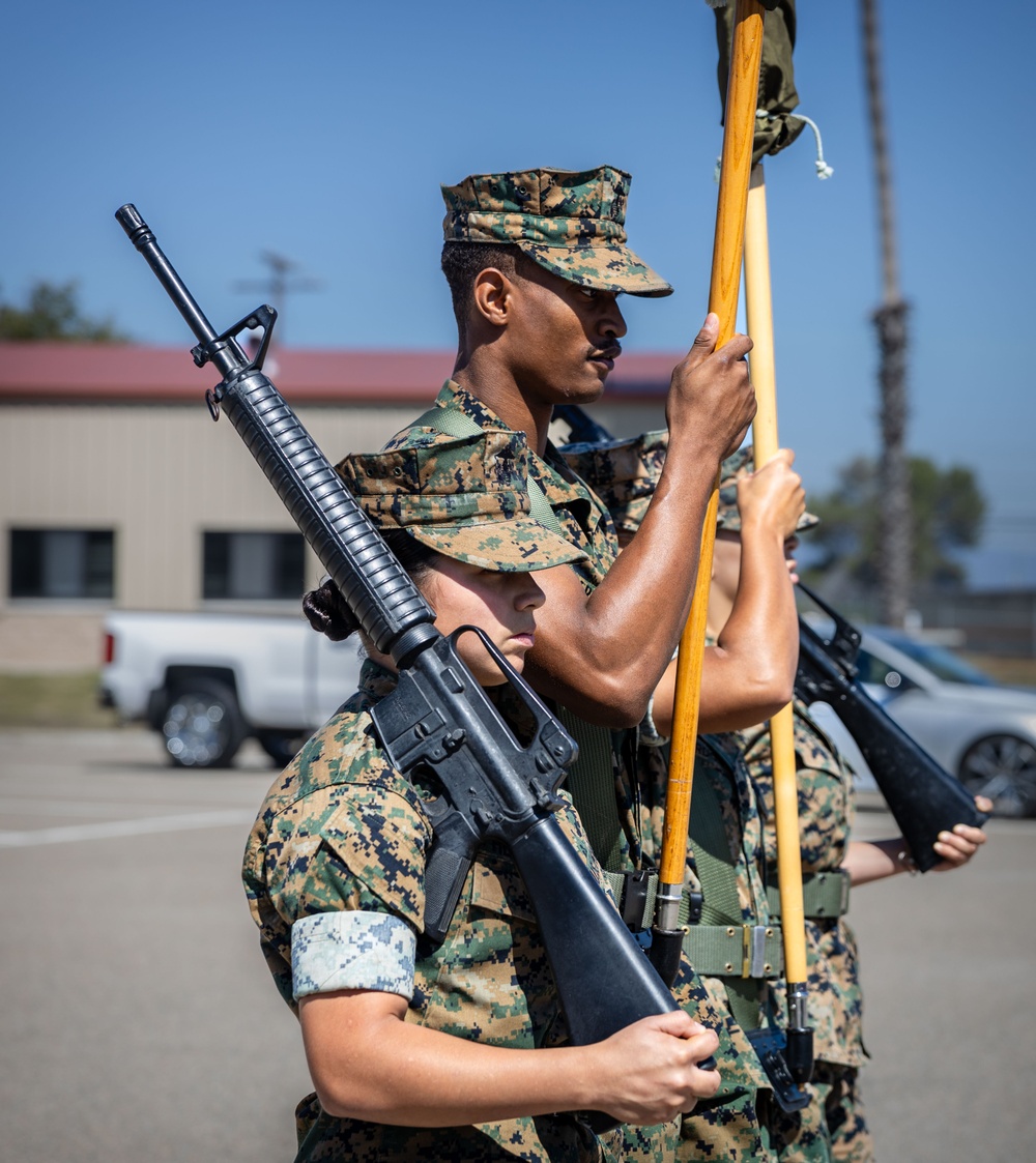 Leading from the front and upholding traditions, MCB Camp Pendleton color sergeant proudly carries the American Flag