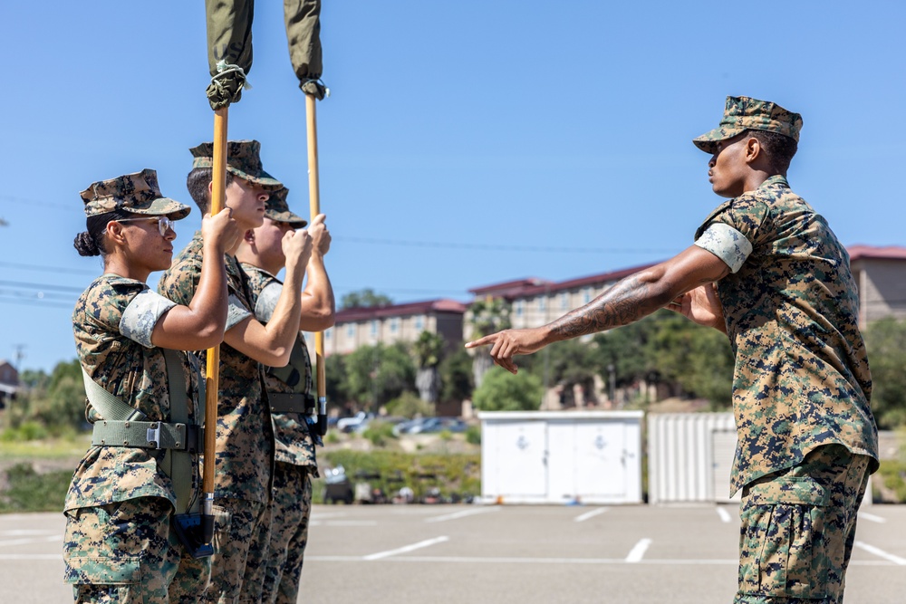 Leading from the front and upholding traditions, MCB Camp Pendleton color sergeant proudly carries the American Flag