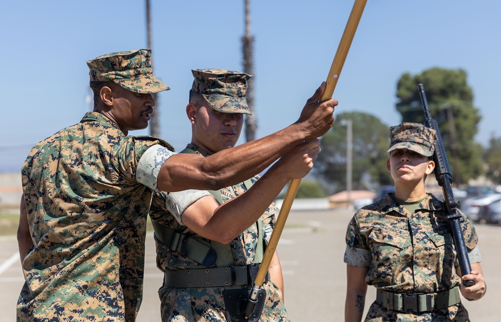 Leading from the front and upholding traditions, MCB Camp Pendleton color sergeant proudly carries the American Flag