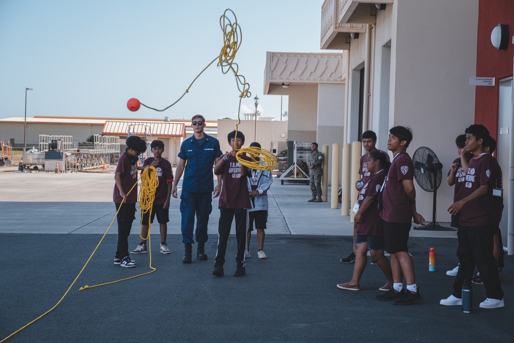 Coast Guard and Marine Corps hold a JROTC visit Kaneohe Bay