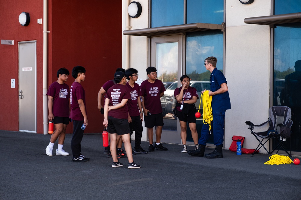 Coast Guard and Marine Corps hold a JROTC visit Kaneohe Bay