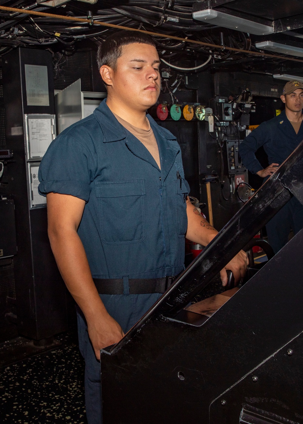 Sailors Stand Watch on the Bridge of USS John Finn (DDG 113), Oct. 4