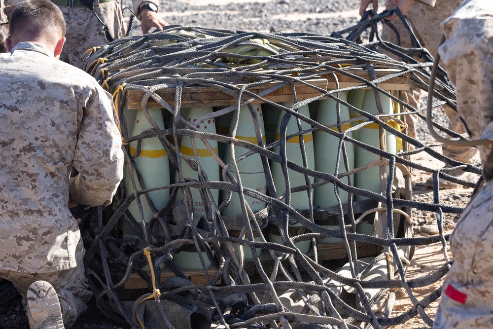 U.S. Marine Corps CH-53 helicopters execute battle drills and external lifts