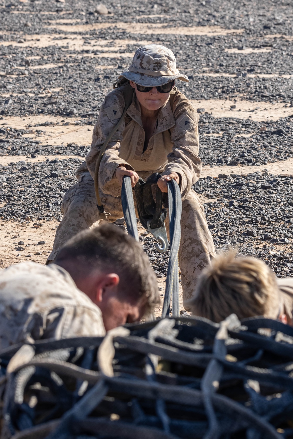 U.S. Marine Corps CH-53 helicopters execute battle drills and external lifts