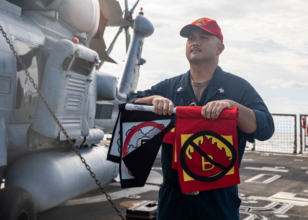 Sailors aboard USS John Finn (DDG 113) Conduct Crash and Salvage Drill