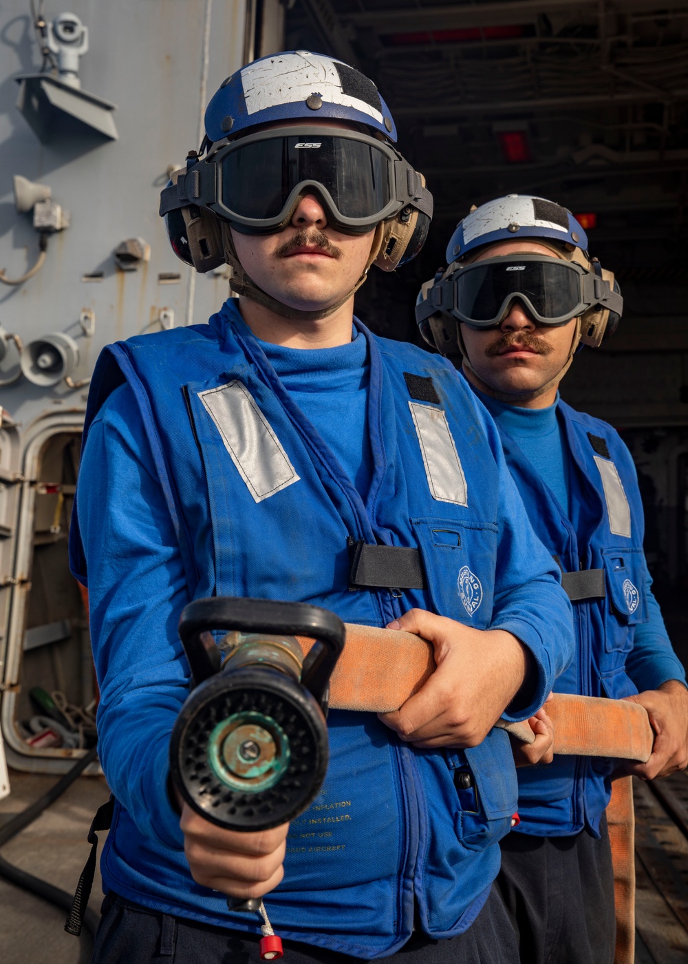 Sailors aboard USS John Finn (DDG 113) Conduct Crash and Salvage Drill