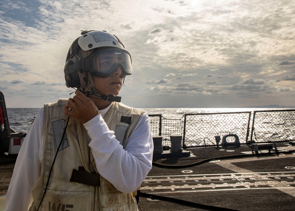 Sailors aboard USS John Finn (DDG 113) Conduct Crash and Salvage Drill