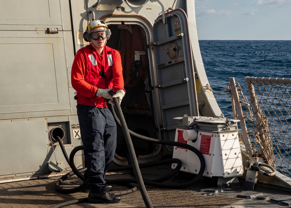 Sailors aboard USS John Finn (DDG 113) Conduct Crash and Salvage Drill