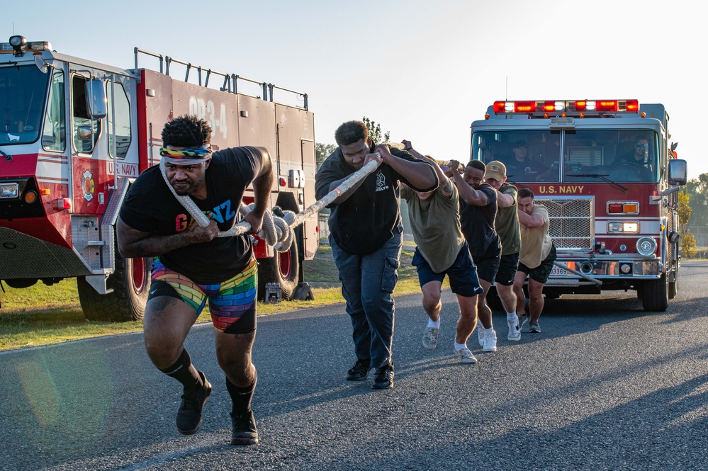 U.S. Navy Sailors, American and Spanish Firefighters participate in Firefighter Competition