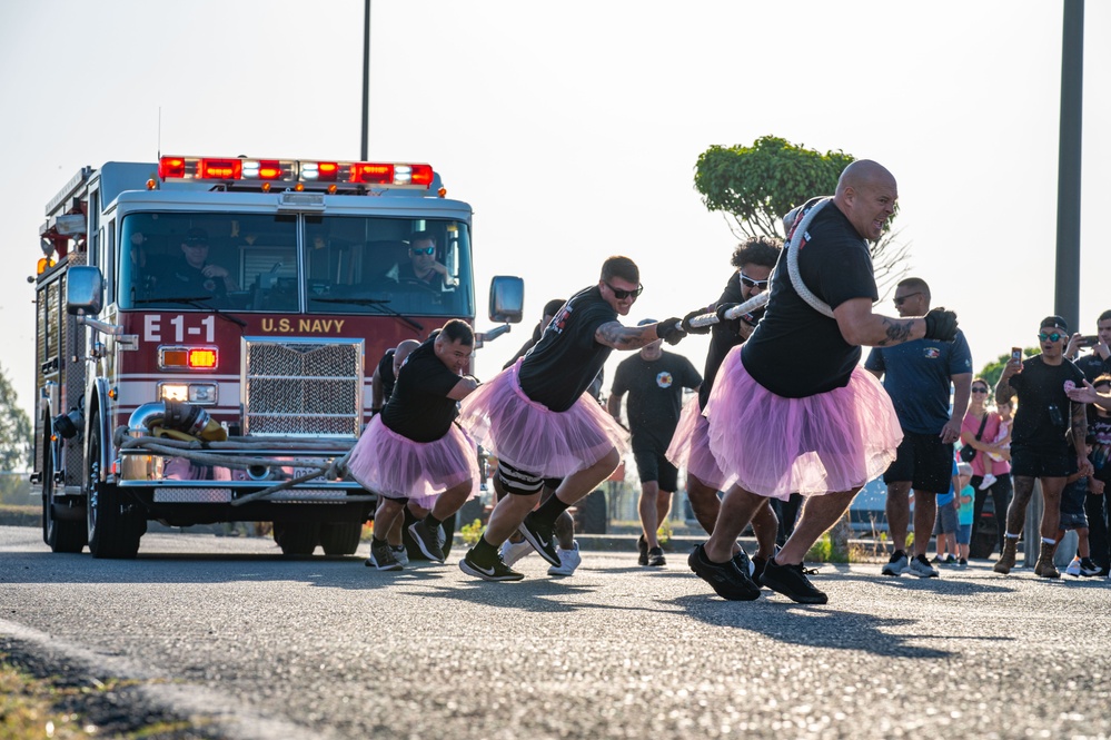 U.S. Navy Sailors, American and Spanish Firefighters participate in Firefighter Competition