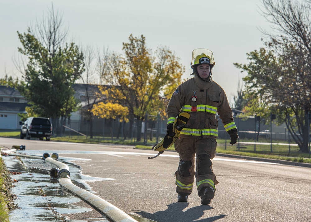 Minot AFB Fire Department executes fire drill