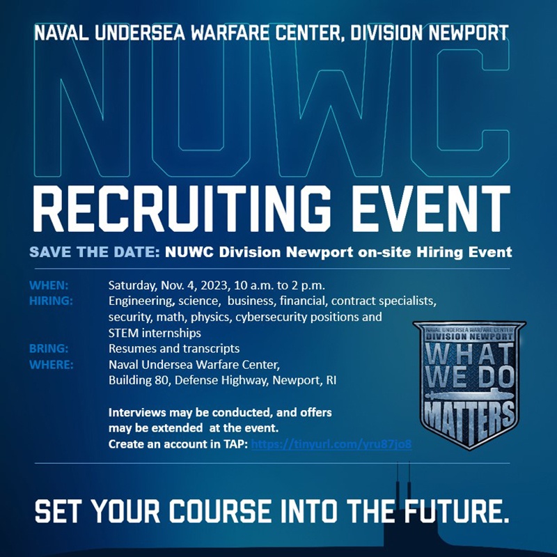NUWC Division Newport to host in-person hiring event on Nov. 4