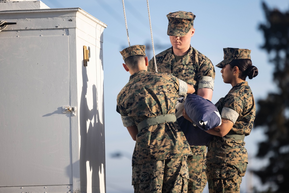 1st Marine Division hosts morning colors ceremony