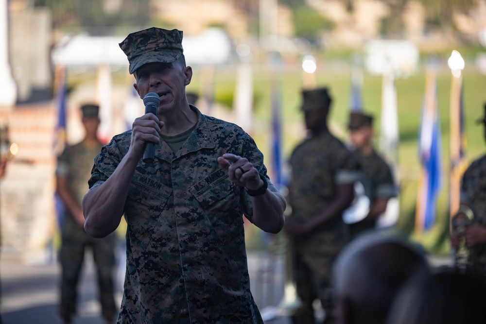 1st Marine Division hosts morning colors ceremony