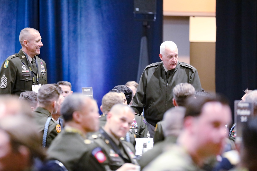 U.S. Army Lt. Gen. Jon Jensen and Command Sgt. Maj. John Raines at AUSA 2023