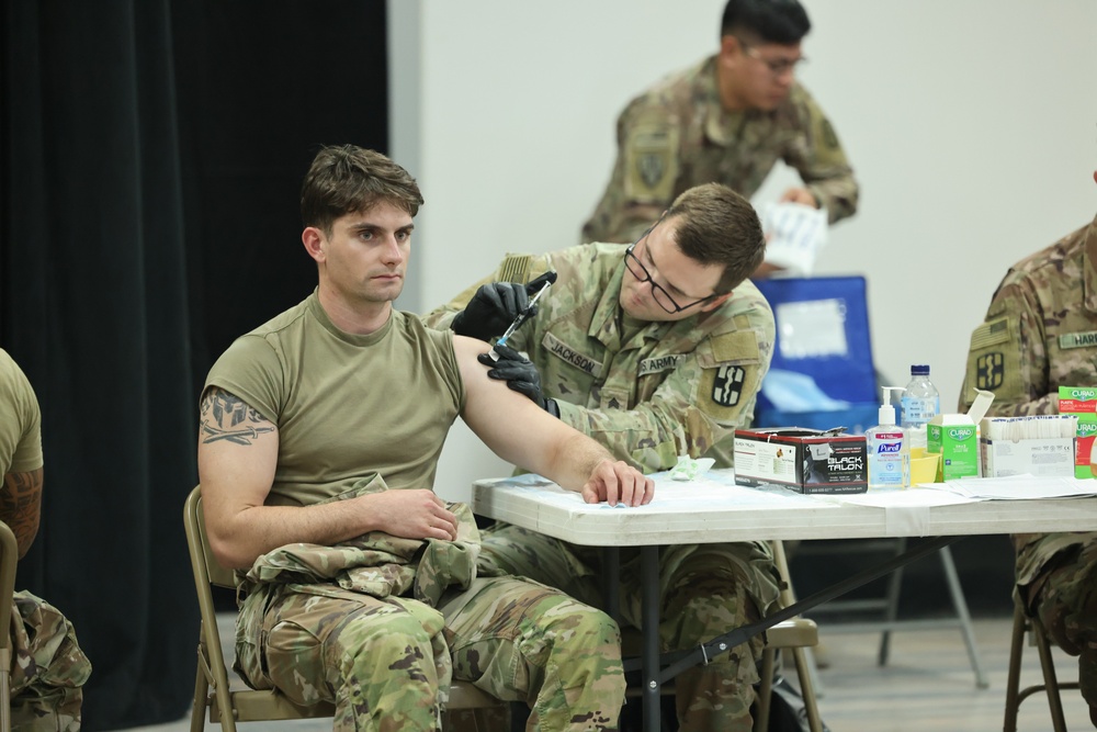 Flu vaccinations at Camp Arifjan, Kuwait, October 2023