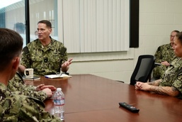 Rear Adm. David Storr speaks with Sailors at Navy Reserve Command (NRC) Spokane