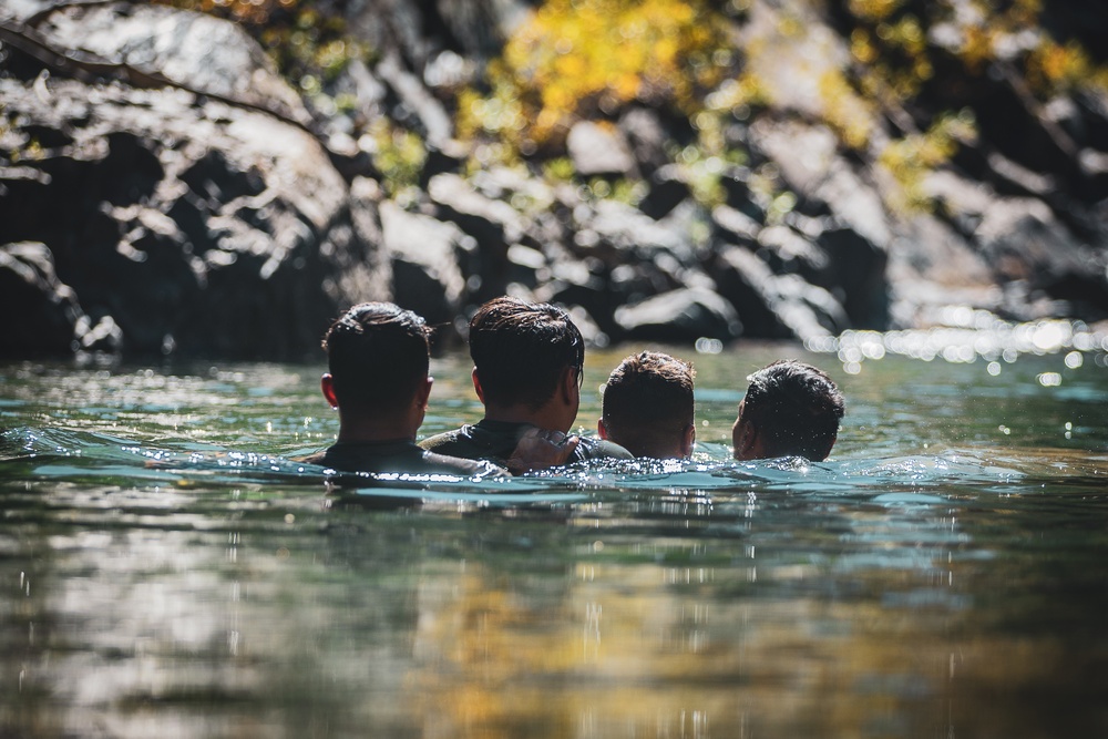 Marines with 2nd Battalion, 5th Marine Regiment, and the French 27 Mountain Infantry Brigade attend classes and perform stream crossing for MTX 1-24