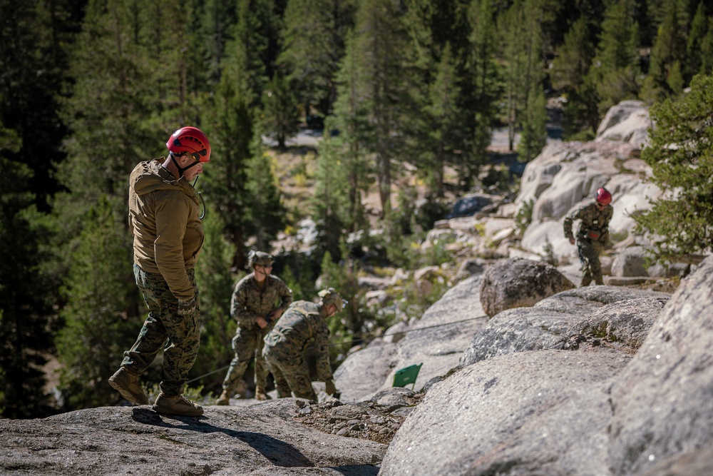 2/5 Marines and the French 27th Mountain Infantry Brigade perform simulated cliff assaults during MTX 1-24