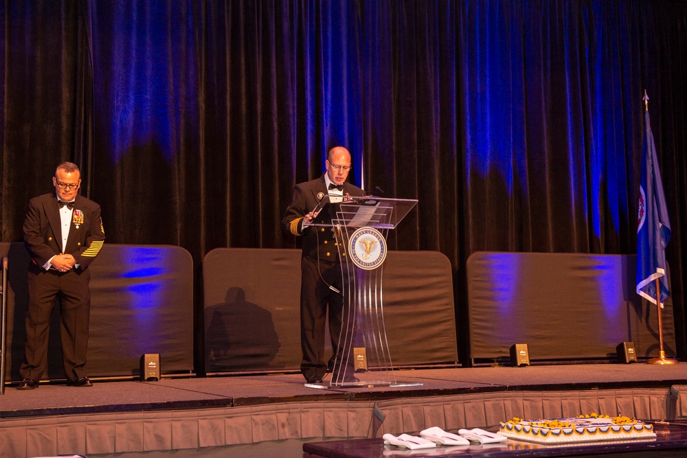 Capt. Brian Stamm, fleet chaplain, U.S. Fleet Forces Command, at the 2023 Hampton Roads Navy Ball at the Virginia Beach Convention Center hosted by the Hampton Roads Navy League, Oct. 13 2023.