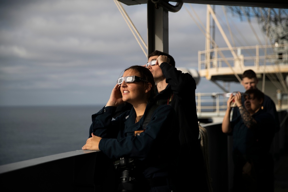 Abraham Lincoln Sailors observe solar eclipse