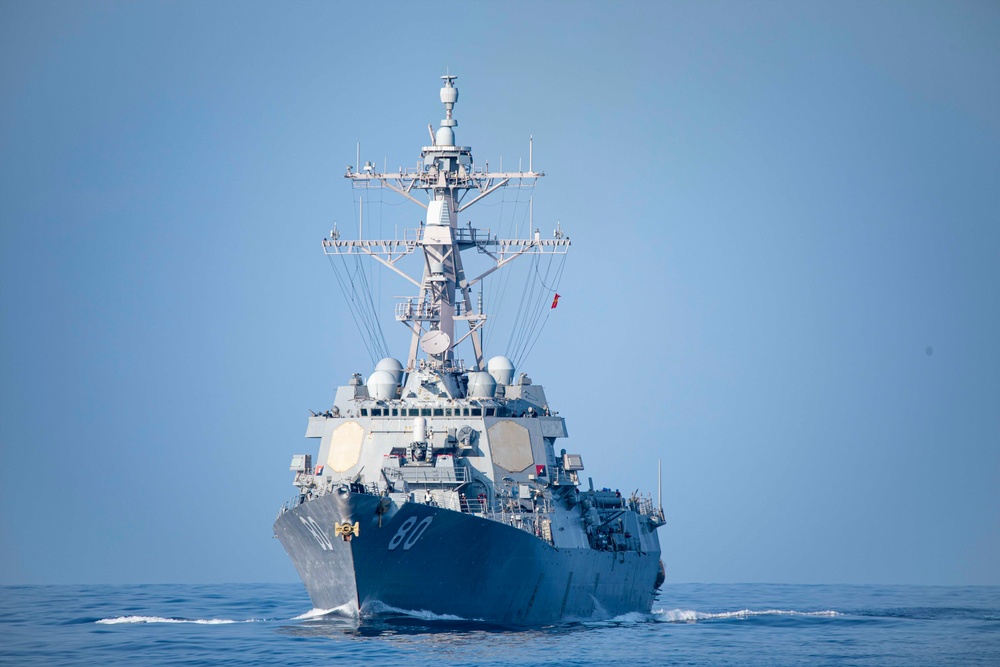 USS Normandy Conducts a Replenishment-at-Sea